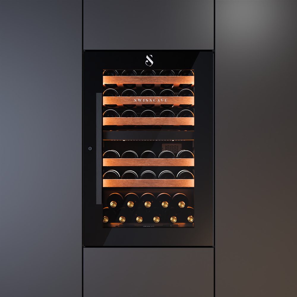 Swisscave WIB-88DF inbouw wijnklimaatkast met 2 zones in een keukenkast