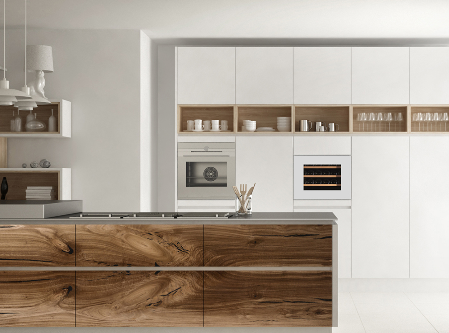 Inbouw wijnkast in een moderne keuken