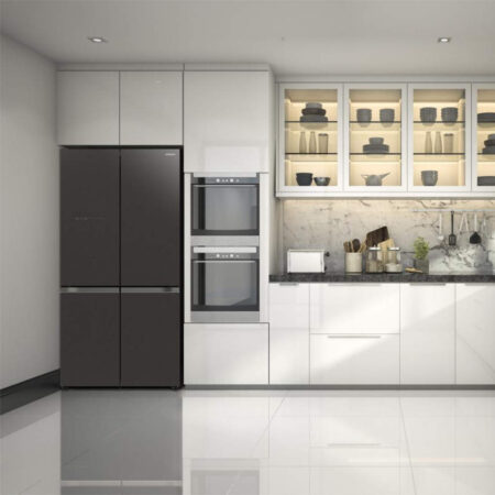 Hitachi R-WB640VRU0 in einer hellen, modernen Küchenumgebung.